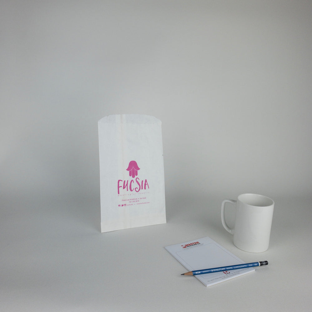 White Paper Flat Merchandise Bags (Custom Printed)