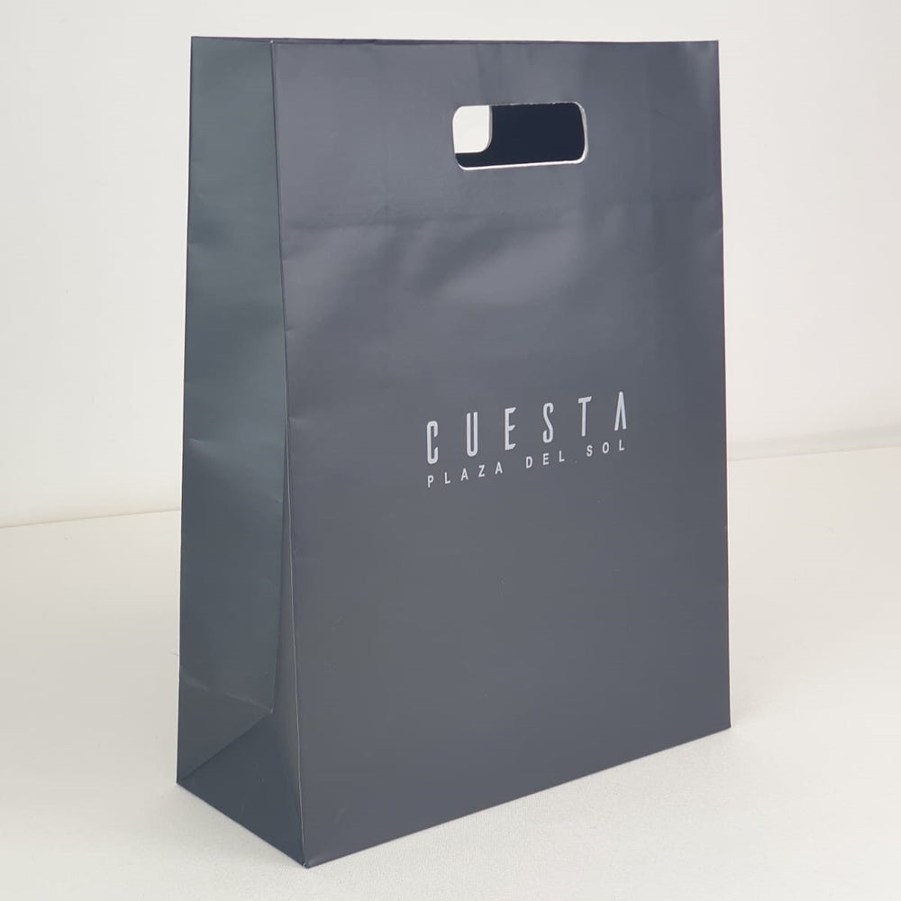 Black Luxury Shopping Bags with Die Cut Handles (Custom Print)