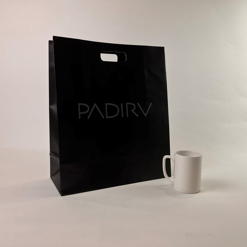 Black Luxury Shopping Bags with Die Cut Handles (Custom Print)